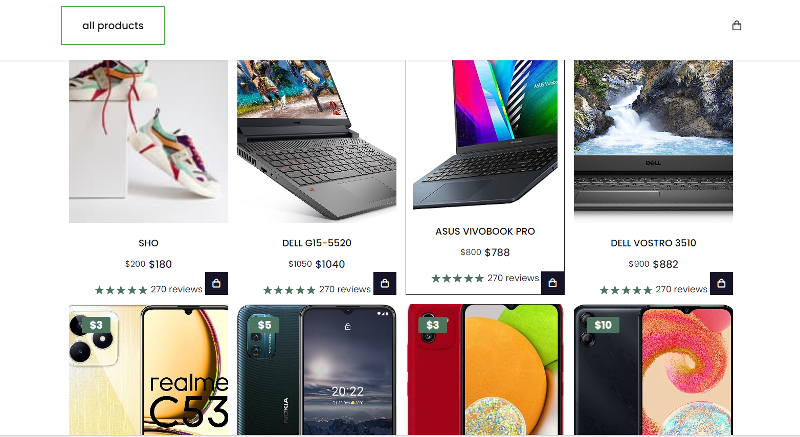 E-Commerce Platform — full shop with admin panel